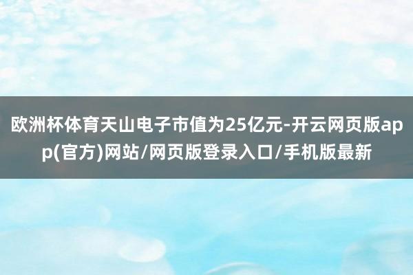 欧洲杯体育天山电子市值为25亿元-开云网页版app(官方)网站/网页版登录入口/手机版最新