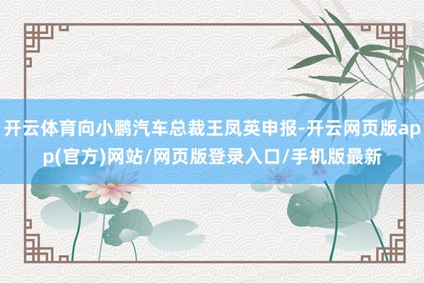开云体育向小鹏汽车总裁王凤英申报-开云网页版app(官方)网站/网页版登录入口/手机版最新