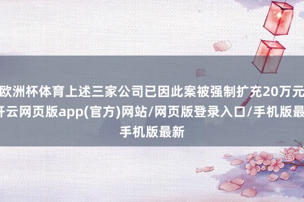 欧洲杯体育上述三家公司已因此案被强制扩充20万元-开云网页版app(官方)网站/网页版登录入口/手机版最新